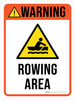 Warning: Rowing Area with Hazard Icon Portrait - Wall Sign