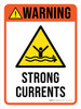 Warning: Strong Currents with Hazard Icon Portrait - Wall Sign