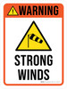 Warning: Strong Winds with Hazard Icon Portrait - Wall Sign