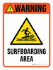 Warning: Surfboarding Area with Hazard Icon Portrait - Wall Sign Warning: Surfboarding Area with Hazard Icon Portrait - Wall Sign