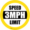 Speed Limit 3 mph Yellow Circular - Floor Sign Speed Limit 3 mph Yellow Circular - Floor Sign