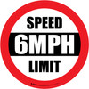 Speed Limit 6 mph Red Circular - Floor Sign