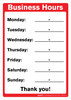 Business Hours Portrait - Dry Erase Wall Sign