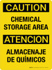 Caution: Chemical Storage Area Bilingual Portrait - Wall Sign