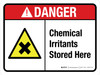 Danger: Chemical Irritants Stored Here Landscape ANSI - Wall Sign