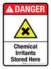 Danger: Chemical Irritants Stored Here Portrait ANSI - Wall Sign