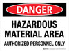 Danger: Hazardous Material Area Authorized Personnel Only Landscape - Wall Sign