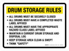 Drum Storage Rules Landscape - Wall Sign
