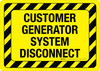 Customer Generator System Disconnect Yellow Hazard Landscape - Wall Sign
