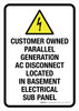 Customer Owned Parallel Generation AC Disconnect Located In Basement Electrical Sub Panel Portrait - Wall Sign