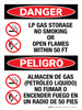 Danger: LP Gas Storage No Smoking Or Open Flames Within 50 ft Bilingual Portrait - Wall Sign Danger: LP Gas Storage No Smoking Or Open Flames Within 50 ft Bilingual Portrait - Wall Sign