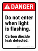 Danger: Do Not Enter When Light Is Flashing Carbon Dioxide Leak Detected ANSI Portrait - Wall Sign
