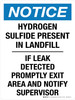 Notice: Hydrogen Sulfide Present In Landfill Portrait - Wall Sign Notice: Hydrogen Sulfide Present In Landfill Portrait - Wall Sign
