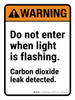 Warning: Do Not Enter When Light Is Flashing Carbon Dioxide Leak Detected ANSI Portrait - Wall Sign Warning: Do Not Enter When Light Is Flashing Carbon Dioxide Leak Detected ANSI Portrait - Wall Sign