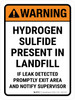 Warning: Hydrogen Sulfide Present In Landfill ANSI Portrait - Wall Sign