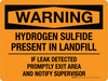 Warning: Hydrogen Sulfide Present In Landfill Landscape - Wall Sign