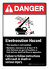Danger: Electrocution Hazard This Machine Is Not Insulated ANSI Portrait - Wall Sign