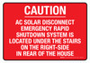 Caution - AC Solar Disconnect Emergency Rapid Shutdown System Location Red Landscape - Wall Sign Caution - AC Solar Disconnect Emergency Rapid Shutdown System Location Red Landscape - Wall Sign