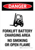 Danger: Forklift Battery Charging Area No Smoking Or Open Flame Portrait - Wall Sign Danger: Forklift Battery Charging Area No Smoking Or Open Flame Portrait - Wall Sign