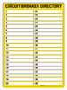 Circuit Breaker Directory Yellow Portrait - Wall Sign Circuit Breaker Directory Yellow Portrait - Wall Sign