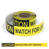 Caution: Watch For Lift Trucks - Smart Stripe Inline Printed Floor Tape Caution: Watch For Lift Trucks - Smart Stripe Inline Printed Floor Tape