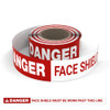 Danger: Face Shield Must Be Worn Past This Line - Smart Stripe Inline Printed Floor Tape