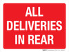 All Deliveries In Rear Red Landscape - Wall Sign All Deliveries In Rear Red Landscape - Wall Sign