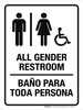 All Gender Restroom (with Wheelchair Icon) Bilingual Spanish Portrait - Wall Sign