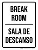 Break Room Bilingual Spanish White Portrait - Wall Sign Break Room Bilingual Spanish White Portrait - Wall Sign