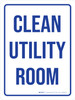 Clean Utility Room Blue Portrait - Wall Sign Clean Utility Room Blue Portrait - Wall Sign