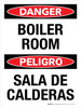 Danger: Boiler Room Bilingual Spanish Portrait - Wall Sign