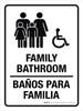 Family Bathroom (with Wheelchair Icon) Bilingual Spanish Portrait - Wall Sign