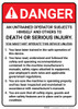 Danger: An Untrained Operator Subjects Himself to Injury or Death - Wall Sign