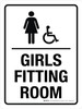 Girls Fitting Room (With Wheelchair Icon) Portrait - Wall Sign