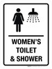 Woman's Toilet & Shower with Icon Portrait - Wall Sign Woman's Toilet & Shower with Icon Portrait - Wall Sign