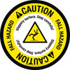 Caution: Fall Hazard Slippery Surface Step Carefully with Hazard Icon Circular - Floor Sign Caution: Fall Hazard Slippery Surface Step Carefully with Hazard Icon Circular - Floor Sign