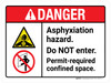 Danger: Asphyxiation Hazard - Do Not Enter Permit-Required Confined Space ANSI Landscape - Wall Sign Danger: Asphyxiation Hazard - Do Not Enter Permit-Required Confined Space ANSI Landscape - Wall Sign