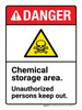 Danger: Chemical Storage Area - Unauthorized Persons Keep Out ANSI Portrait - Wall Sign