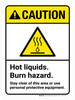 Caution: Hot Liquids Burn Hazard Stay Clear Of This Area Or Use Personal Protective Equipment Portrait - Wall Sign