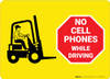 No Cell Phones While Driving with Icons Landscape - Wall Sign