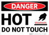 Danger: Hot Do Not Touch Sign With Icon - Wall Sign Danger: Hot Do Not Touch Sign With Icon - Wall Sign