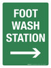 Foot Wash Station with Right Arrow Portrait - Wall Sign