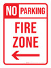 No Parking Fire Zone with Left Arrow Portrait - Wall Sign No Parking Fire Zone with Left Arrow Portrait - Wall Sign