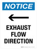Notice: Exhaust Flow Direction (with Right Arrow) Portrait - Wall Sign