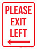 Please Exit Left Red Portrait - Wall Sign Please Exit Left Red Portrait - Wall Sign