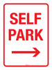 Self Park with Right Arrow Portrait - Wall Sign