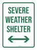 Severe Weather Shelter with Arrows Portrait - Wall Sign