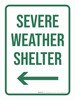 Severe Weather Shelter with Left Arrow Portrait - Wall Sign