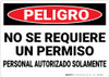 Danger: Spanish Non Permit Confined Space - Wall Sign