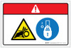 Danger: Hand Entanglement Hazard Chain Drive Lockout Tagout (Wordless ISO/ANSI) - Label Danger: Hand Entanglement Hazard Chain Drive Lockout Tagout (Wordless ISO/ANSI) - Label